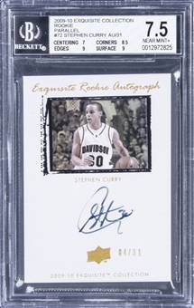 2009-10 UD "Exquisite Collection" Rookie Parallel #72 Stephen Curry Signed Rookie Card (#04/31) - BGS NM+ 7.5/BGS 8
